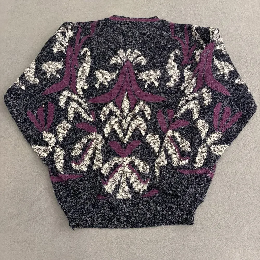 Vintage Zeppelin 90s Sweater Sz L Ecclectic Grandapa Geometric Abstract Knit
